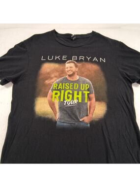 Luke Bryan Band Casual Short Sleeve Graphic T Shirt Mens Size Medium M Black